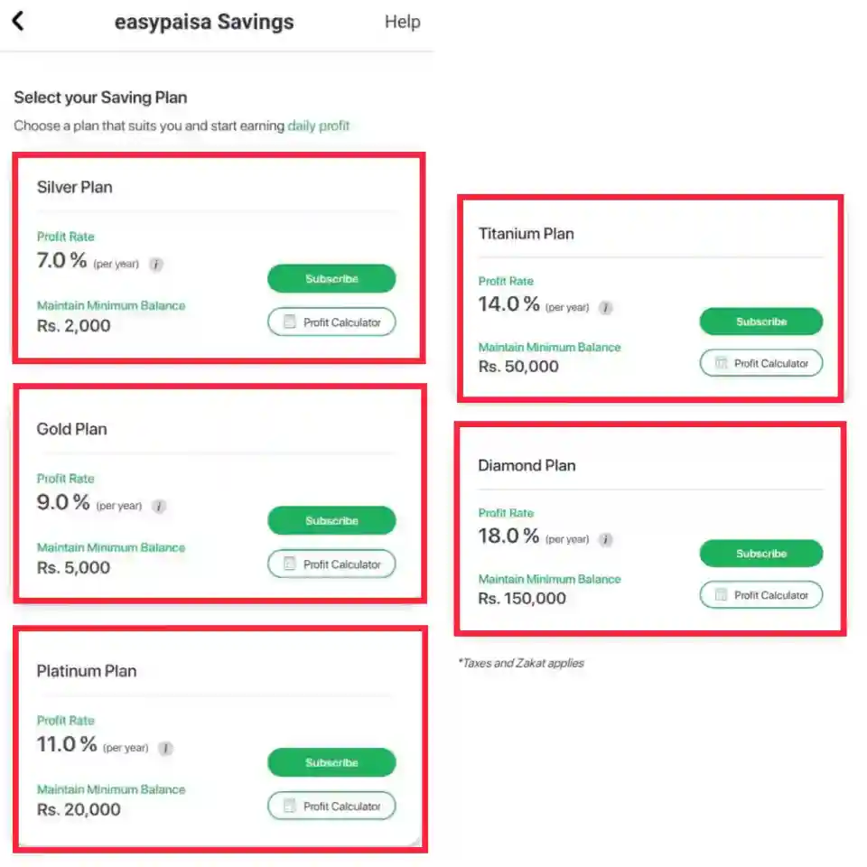 easypaisa saving account plans